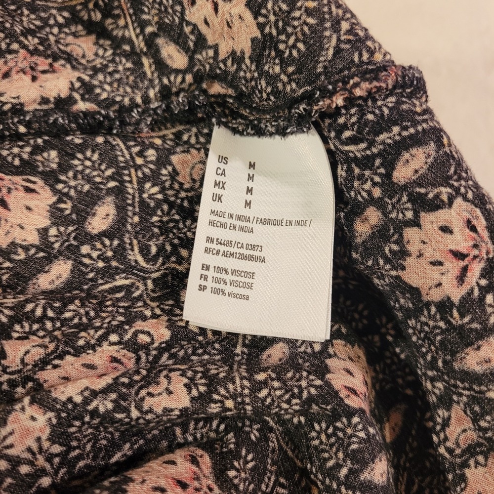 American Eagle Floral Print Sleeveless Mini Dress, Women's Size M, Black - Picture 4 of 9